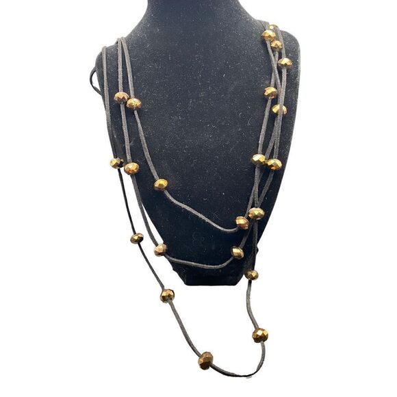 Bronze Disco Ball three strand layered necklace with matching bracelet set - Picture 4 of 5